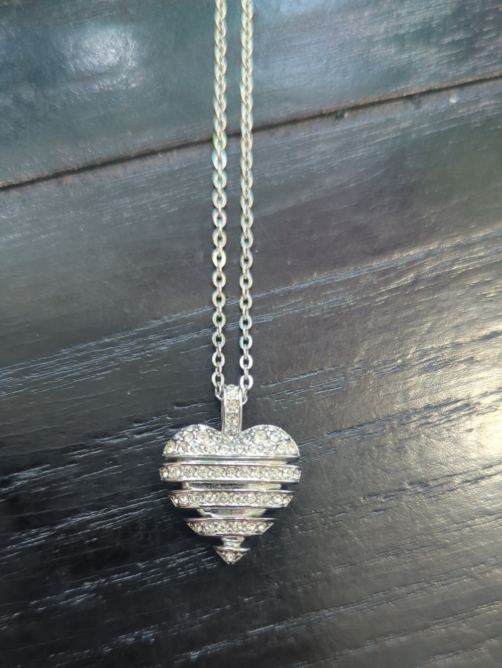 Swarovski Crystal Heart Pendant Necklace - Sparkling Silver Tone